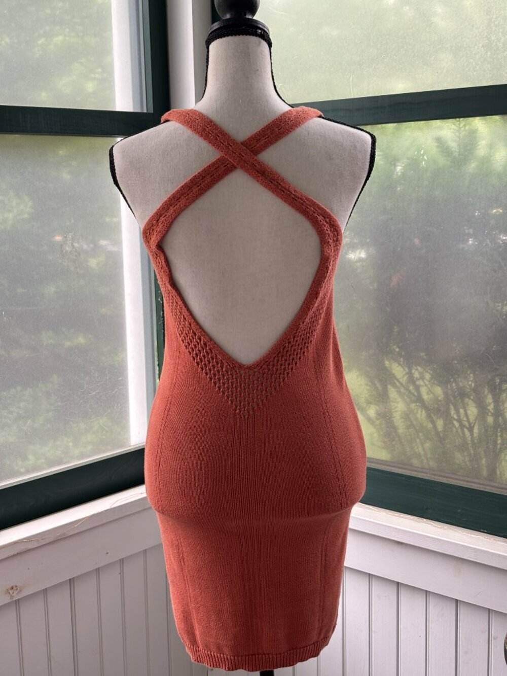 Free People Open-Back Knit Mini Dress | Terracotta | XS Petite | Like New - Picture 3 of 5